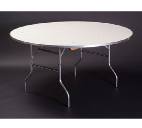 Maywood MF30RDFLD 30" W x 30" H Round Expanded White Vinyl Sheet Bonded On Plywood Top Standard Folding Table