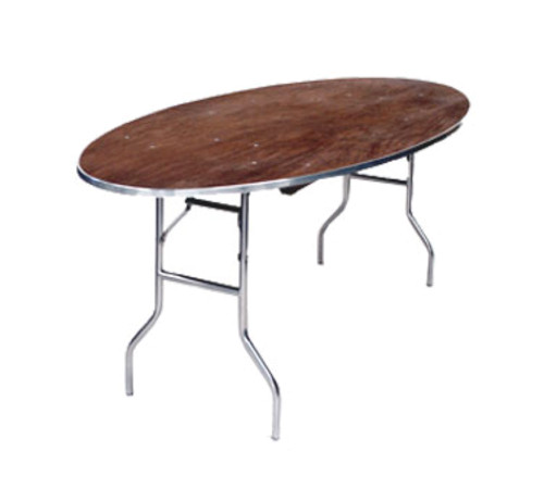 Maywood MP4296OVAL 96" W x 48" D x 30" H Oval Black Plastic Glides Standard Folding Table