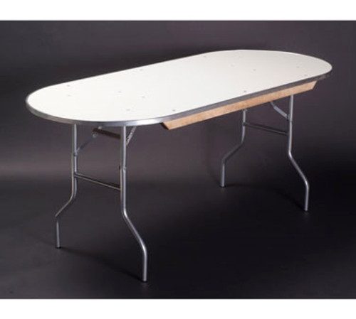 Maywood MF3072RACE 72" W x 30" D x 30" H Oval Black Plastic Glides Standard Folding Table