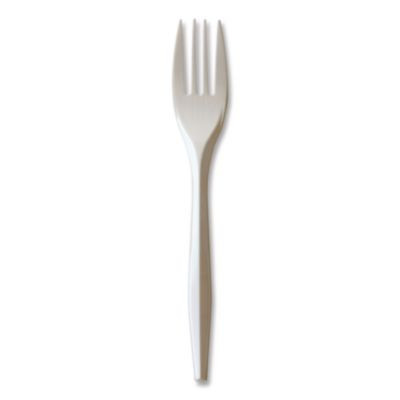 Essendant BWKFORKPPMW 7.87" W White Mediumweight Polypropylene Cutlery Fork - 1000 per Carton