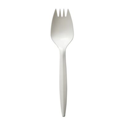 Essendant BWKSPORKWHPP 7.28" W White Mediumweight Polypropylene Cutlery Spork - 1000 per Carton