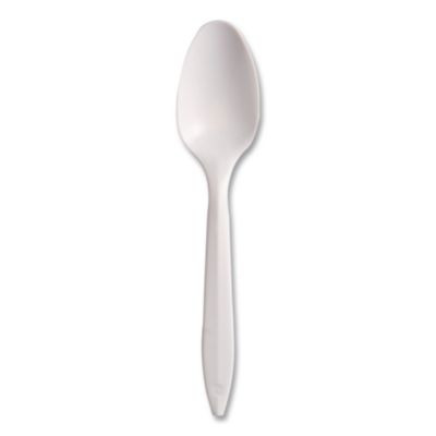Essendant SCCS6OW 9.25" W White Style Setter Medium Weight Polypropylene Cutlery Teaspoon - 1000 per Carton