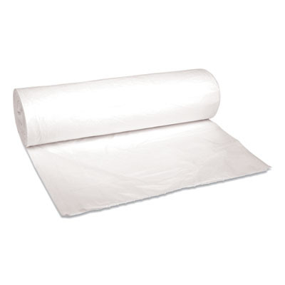 Essendant BWK4046EXH 40" x 46" White Perforated Roll Boardwalk Low-Density Waste Can Liner - 4 Rolls of 25 Each