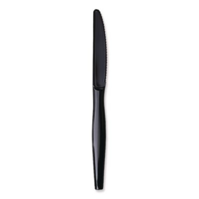 Essendant BWKKNIHWPPBIW 7.48" W Black Heavyweight Wrapped Polypropylene Cutlery Knife - 1000 per Carton