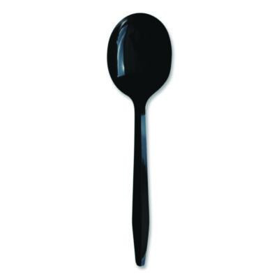 Essendant BWKSOUPBLHVY 7.48" W Black Heavyweight Polypropylene Cutlery Soup Spoon - 1000 per Carton