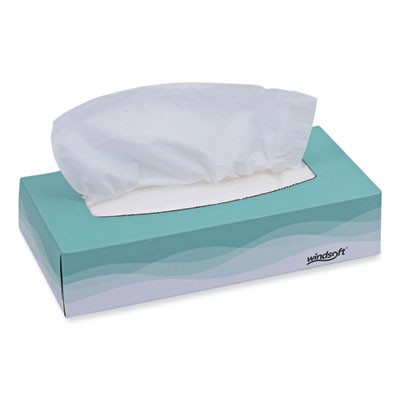 Essendant WIN2360 2-Ply White Flat Pop-Up Box Windsoft Facial Tissue - 30 Boxes of 100 Each