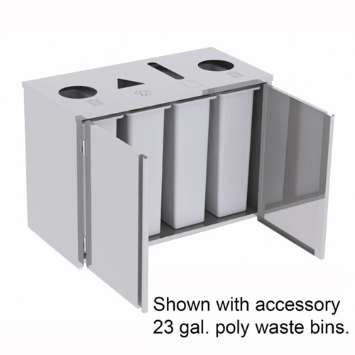 Lakeside 3318 (4) 23 Gal. Stainless Steel Waste & Recycle Station