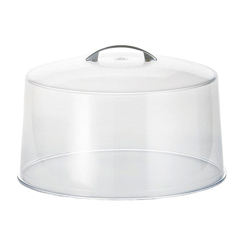 TableCraft Products 422A 12" W x 7 1/2" H Clear Cake Cover With Chrome Plate Handle
