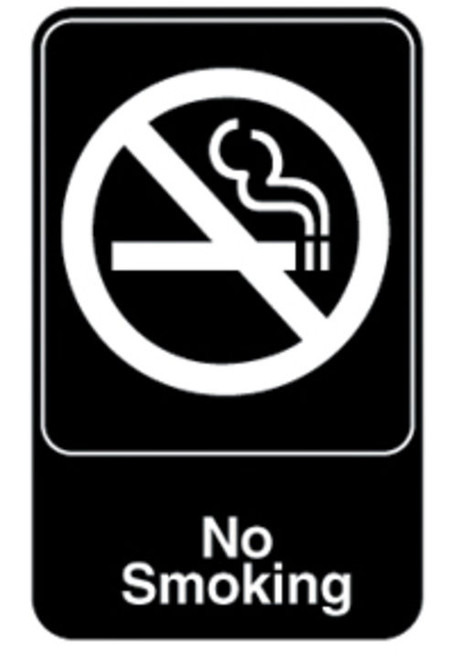 Vollrath 5613 9" x 6" White on Black No Smoking Sign