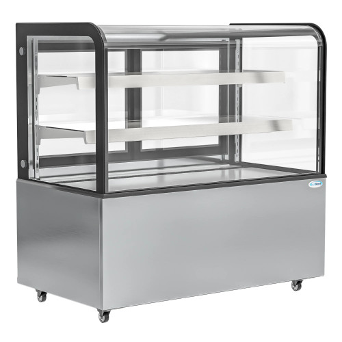 Koolmore BDC-13C 14 Cu. Ft. Stainless Steel Curved Front Double Tempered Glass Dry Bakery Display Case - 115 Volts