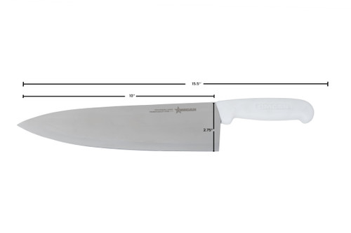 Omcan USA 12142 10" Stainless Steel White Handle Medium Blade Chef Knife