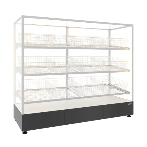 Koolmore KM-FDC-B12 59.5" L Clear Tempered Glass 3-Tier with 12 Baskets Floor Standing Bagel Bakery Display Case - 110 Volts