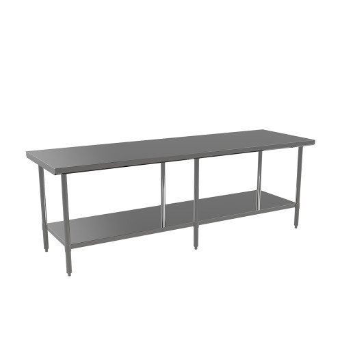 Atosa ST3684EC Mixrite 84" W x 36" D Stainless Steel 18 Gauge Adjustable Undershelf and Legs Work Table