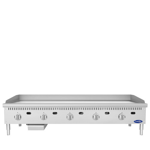 Atosa ATG-6024-C CookRite 60" W Stainless Steel Liquid Propane 5 Burners Chrome Plated Griddle - 150,000 BTU