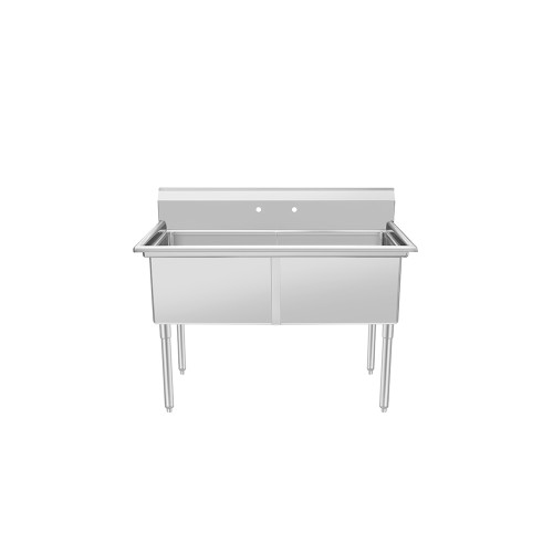 Atosa SS2424F21N 53" W 18 Ga 304 Stainless Steel Two Compartment Sink without Drainboards
