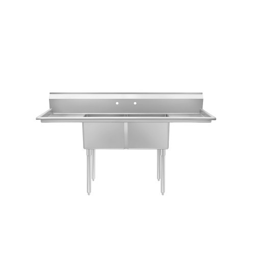Atosa SS1818D21D18 72" W 18 Ga 304 Stainless Steel with Left and Right Drainboards Two Compartment Sinks