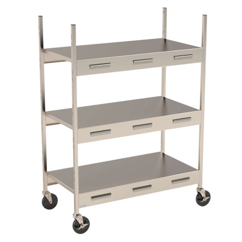 Lakeside 172619 42.5" W Stainless Steel Customizable Graphics and Adjustable 3 Shelves Modular Breakfast Cart