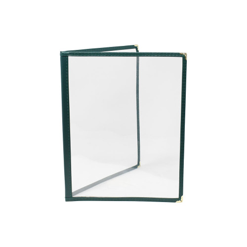 Omcan USA 39795 9.25"W x 11.75"H Green Plastic Double Fold Menu Holder