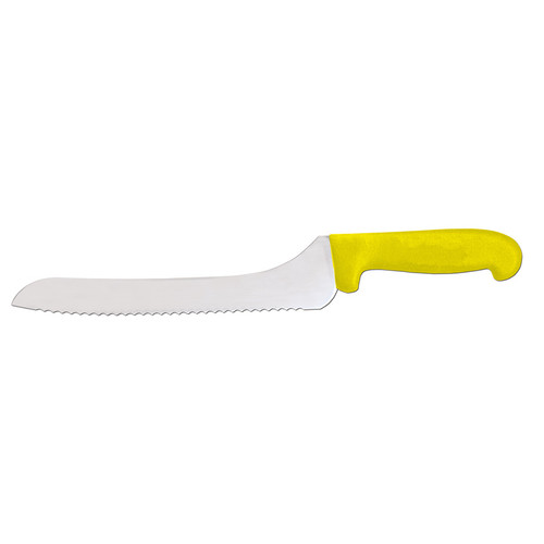 Omcan USA 12444 9" Yellow Handle Wave Edge off Set Slicing Knife