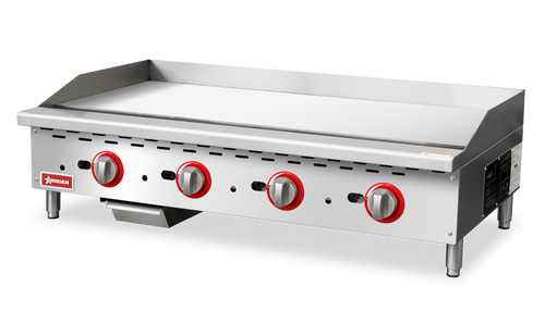 Omcan USA 47373 Stainless Steel 2 Burners Countertop Natural Gas 48" Griddle - 112,000 BTU