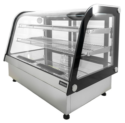 Omcan USA 48887 37" W Stainless Steel 2 Shelves Refrigerated Showcase - 110-120 Volts