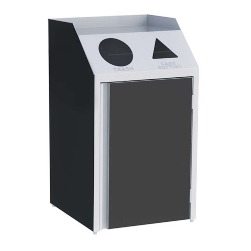Lakeside 4412 46 Gal. Stainless Steel Laminate Finish 2 Streams Front Access Waste and Recycle Station