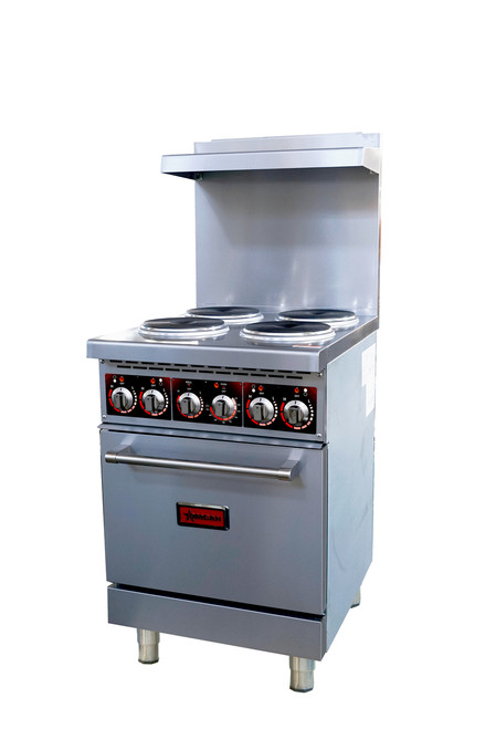 Omcan USA 49169 24" W Stainless Steel Thermostat Controlled Oven Electric Commercial Range - 208 Volts