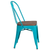 Flash Furniture ET-3534-CB-WD-GG Teal Blue Metal Curved Back with Vertical Slat Textured Wood Seat Stacking Side Chair