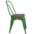 Flash Furniture CH-31230-GN-WD-GG Green Metal Curved Back with Vertical Slat Textured Wood Seat Stacking Side Chair