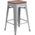 Flash Furniture CH-31320-24-SIL-WD-GG Silver Textured Wood Seat With Galvanized Steel Counter Height Backless Bar Stool