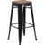 Flash Furniture CH-31320-30-BK-WD-GG Black Textured Wood Seat With Galvanized Steel Backless Bar Stool