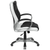 Flash Furniture CH-CX0217M-GG Black and White Bonded Leather Padded Arms Mid Back Design Executive Swivel Office Chair