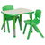 Flash Furniture YU-YCY-098-0032-RECT-TBL-GREEN-GG 26 5/8" W x 21 7/8" D x 14 1/2" - 23 3/4" Adjustable Height Green Plastic and Gray Laminate Rectangular Preschool Activity Table Set with 2 Chairs