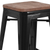 Flash Furniture CH-31320-24-BK-WD-GG Black Galvanized Steel Counter Height Backless Bar Stool