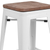 Flash Furniture CH-31320-30-WH-WD-GG White Textured Wood Seat With Galvanized Steel Backless Bar Stool