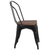 Flash Furniture CH-31230-BK-WD-GG Black Metal Curved Back with Vertical Slat Textured Wood Seat Stacking Side Chair