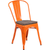Flash Furniture CH-31230-OR-WD-GG Orange Metal Curved Back with Vertical Slat Textured Wood Seat Stacking Side Chair