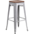 Flash Furniture CH-31320-30-SIL-WD-GG Silver Textured Wood Seat With Galvanized Steel Backless Bar Stool