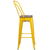 Flash Furniture CH-31320-30GB-YL-WD-GG Yellow Metal Curved Back With Vertical Slat Bistro Style Bar Stool