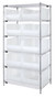 Quantum WR6-954CL 36" W x 24" D Chrome Plated 6 Shelves Bin Wire Shelving System