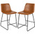 Flash Furniture 2-ET-ER18345-24-LB-GG 300 Lbs. Light Brown LeatherSoft Seat and Back Raegan Bar Stool