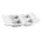 CAC China CN-4T8 1 Oz. Super White Porcelain Rectangular CN Divided Side Dish Plate (2 Dozen Per Case)