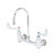 T&S Brass B-0353-04 Medical Faucet wall mount 8" centers 5-3/4" swivel gooseneck 4" wrist handles compression cartridge stream regulator tip