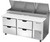 Beverage Air DPD67HC-4 67" W Two-Section Pizza Top Refrigerated Counter