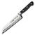Winco KFP-70 7" Black Granton Edge Acero Santoku Knife with Injection Molded POM Handle