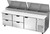 Beverage Air DPD93HC-4 93" W Three-Section One Door One Door Pizza Top Refrigerated Counter