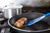 Matfer Bourgeat 112421 ExoGlass 12" L High Temp Slotted Pelton Spatula - Blue