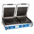 Globe GPGSDUE14D 27.5" W Stainless Steel Dual Top Plate Electric Countertop Sandwich and Panini Grill - 208-240 Volts