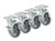 Krowne 28-111S 6" Overall Universal 3-1/2" x 3-1/2" Plate Caster with Side Brake, 5" Wheel, Set of 4