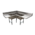 NBR Equipment 3CSG-181814LR18 18 Gauge Stainless Steel Three Compartment Economy Corner Sink 56-15/16"W x 43-3/4"H